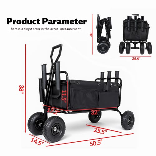 Foldable Fishing Cart Wagon with Rod Holders - color option