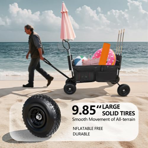 Foldable Fishing Cart Wagon with Rod Holders - side view