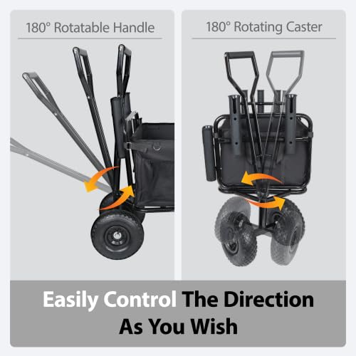 Foldable Fishing Cart Wagon with Rod Holders - in use