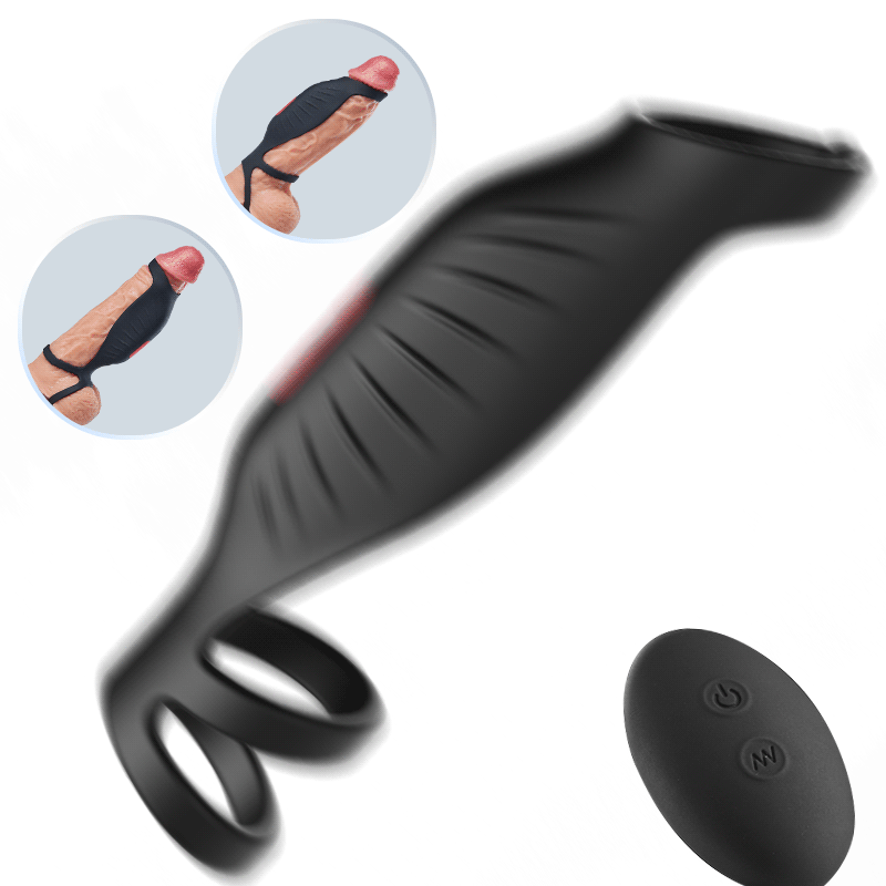 🔥SemenSentry - 9 Vibrating Cock Ring and Penis Sleeve 2 IN 1 Male Vibrator for Couples