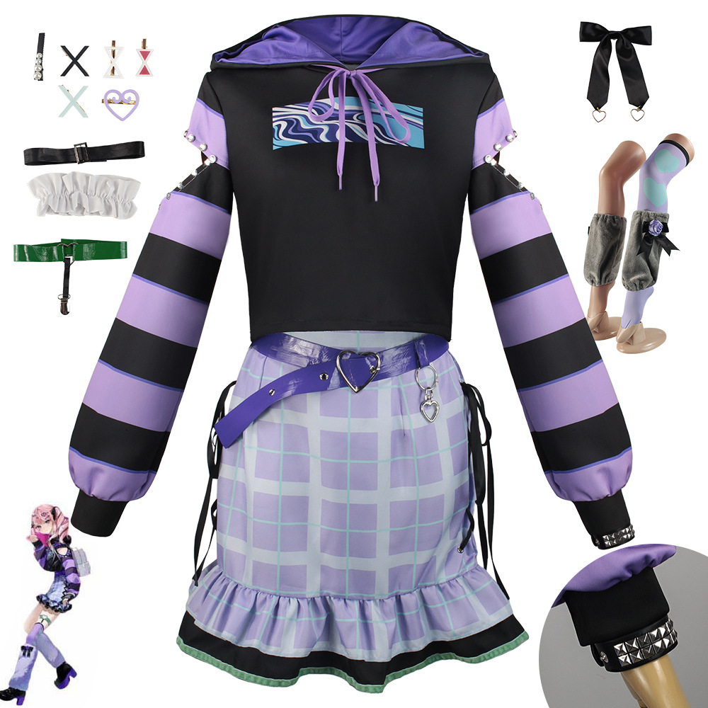Hatsune Miku Akiyama Mizuki Cosplay Costume Purple Daily Outfit