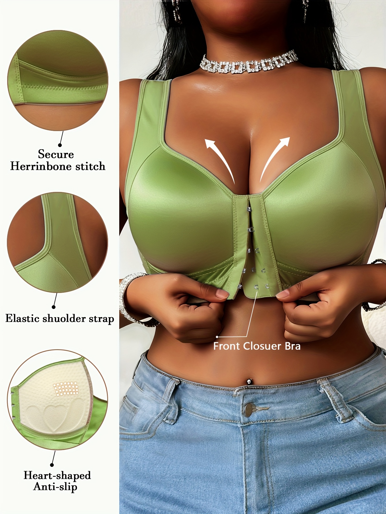 Triumph® 4-częściowy 👙 70% zniżki 💝 Wygodny biustonosz w jednolitym kolorze plus size z zapięciem z przodu [65A-120H]