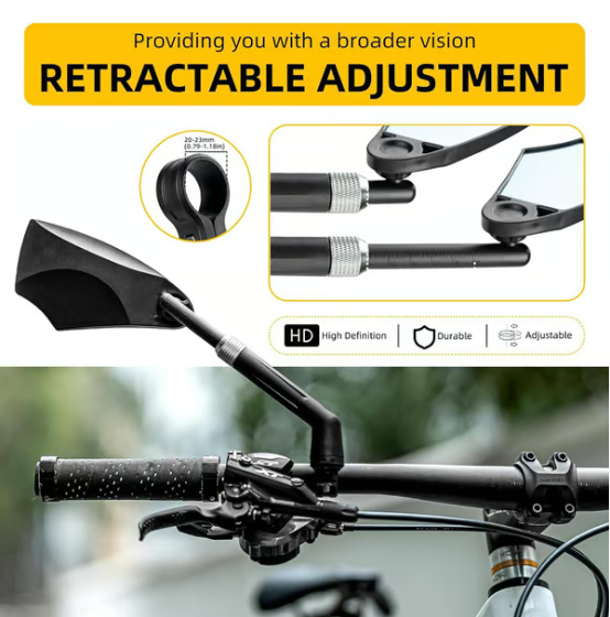 Ρυθμιζόμενος 360° καθρέφτης ποδηλάτου με τιμόνι και αντιθαμβωτικό γυαλί