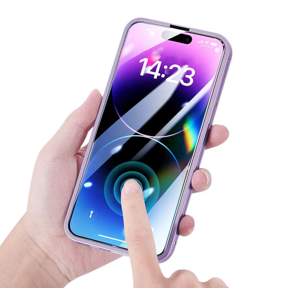 Ενσωματωμένη προστατευτική θήκη τηλεφώνου 360 μοιρών από κράμα τιτανίου με προστατευτική μεμβράνη για iPhone
