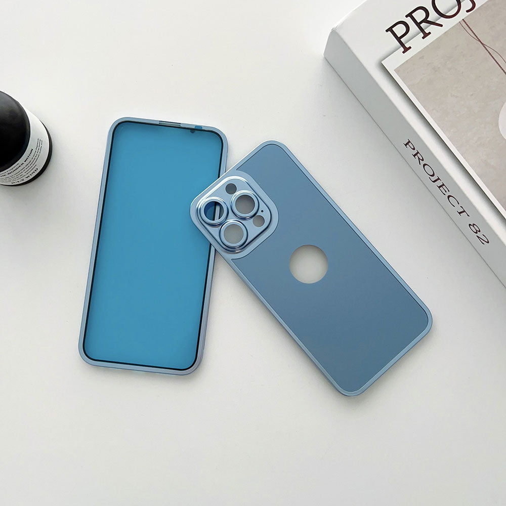 Ενσωματωμένη προστατευτική θήκη τηλεφώνου 360 μοιρών από κράμα τιτανίου με προστατευτική μεμβράνη για iPhone