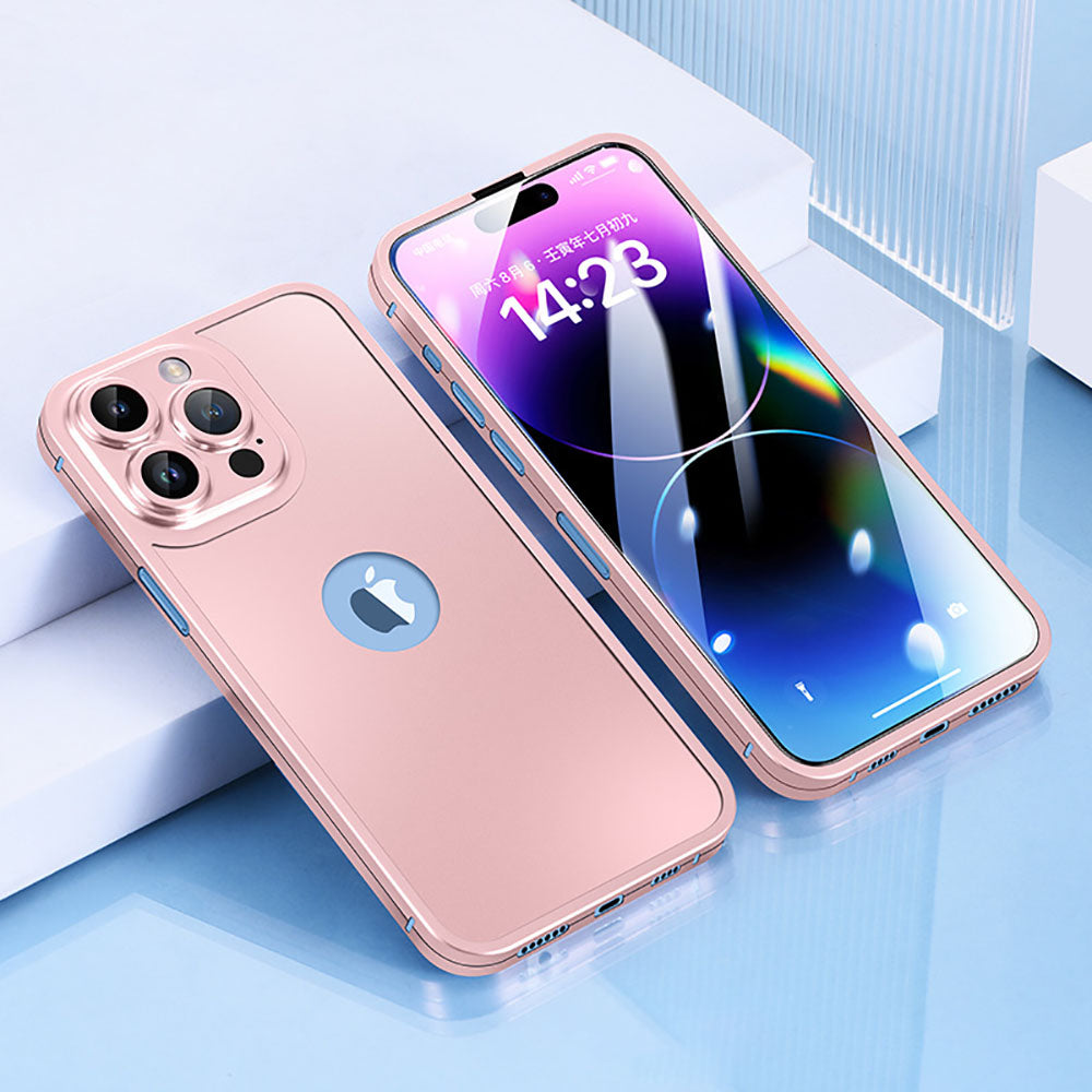 Ενσωματωμένη προστατευτική θήκη τηλεφώνου 360 μοιρών από κράμα τιτανίου με προστατευτική μεμβράνη για iPhone