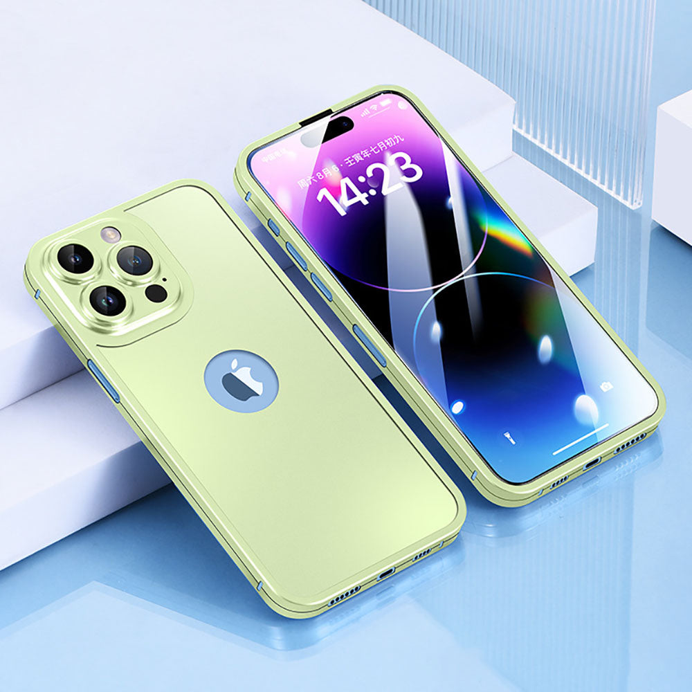 Ενσωματωμένη προστατευτική θήκη τηλεφώνου 360 μοιρών από κράμα τιτανίου με προστατευτική μεμβράνη για iPhone