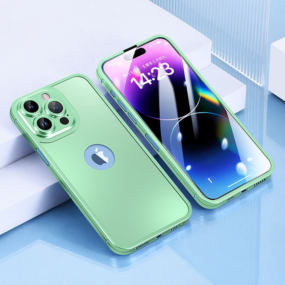 Ενσωματωμένη προστατευτική θήκη τηλεφώνου 360 μοιρών από κράμα τιτανίου με προστατευτική μεμβράνη για iPhone