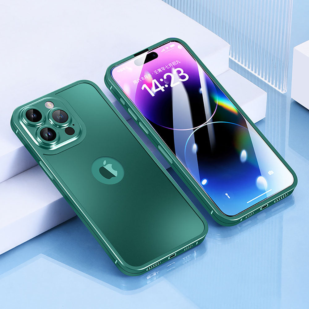 Ενσωματωμένη προστατευτική θήκη τηλεφώνου 360 μοιρών από κράμα τιτανίου με προστατευτική μεμβράνη για iPhone