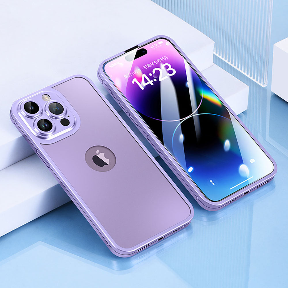 Ενσωματωμένη προστατευτική θήκη τηλεφώνου 360 μοιρών από κράμα τιτανίου με προστατευτική μεμβράνη για iPhone