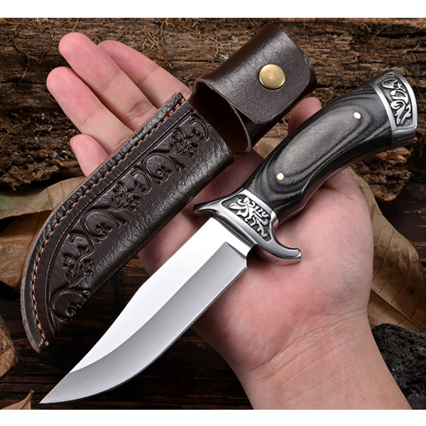 Υψηλής σκληρότητας ανάγλυφο μαχαίρι + όμορφη δερμάτινη θήκη