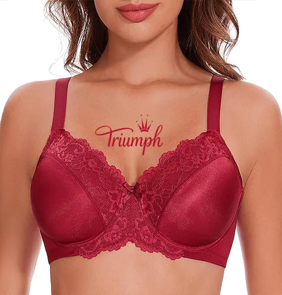 Triumph - Σετ 3 🔥 Δαντελένιο φλοράλ γυναικείο σουτιέν, πλήρες σουτιέν για κάθε μέρα