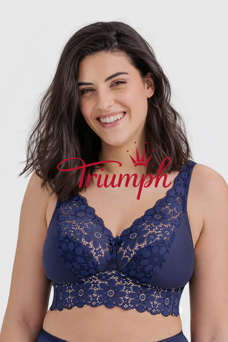 💖Triumph Σετ 3 τεμαχίων Γυναικείο άνετο δαντελένιο σουτιέν από καθαρό βαμβάκι