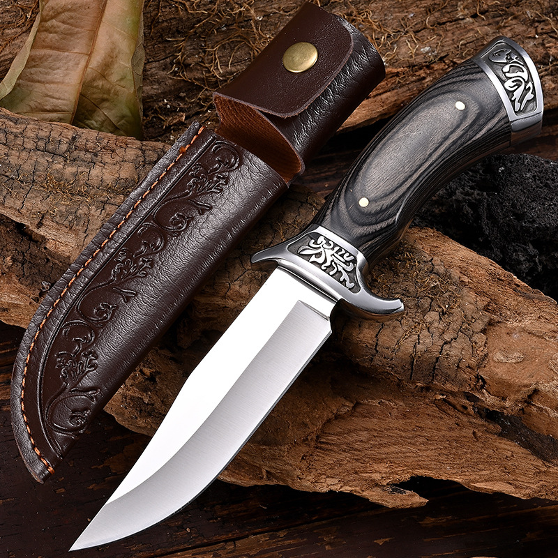Υψηλής σκληρότητας ανάγλυφο μαχαίρι + όμορφη δερμάτινη θήκη