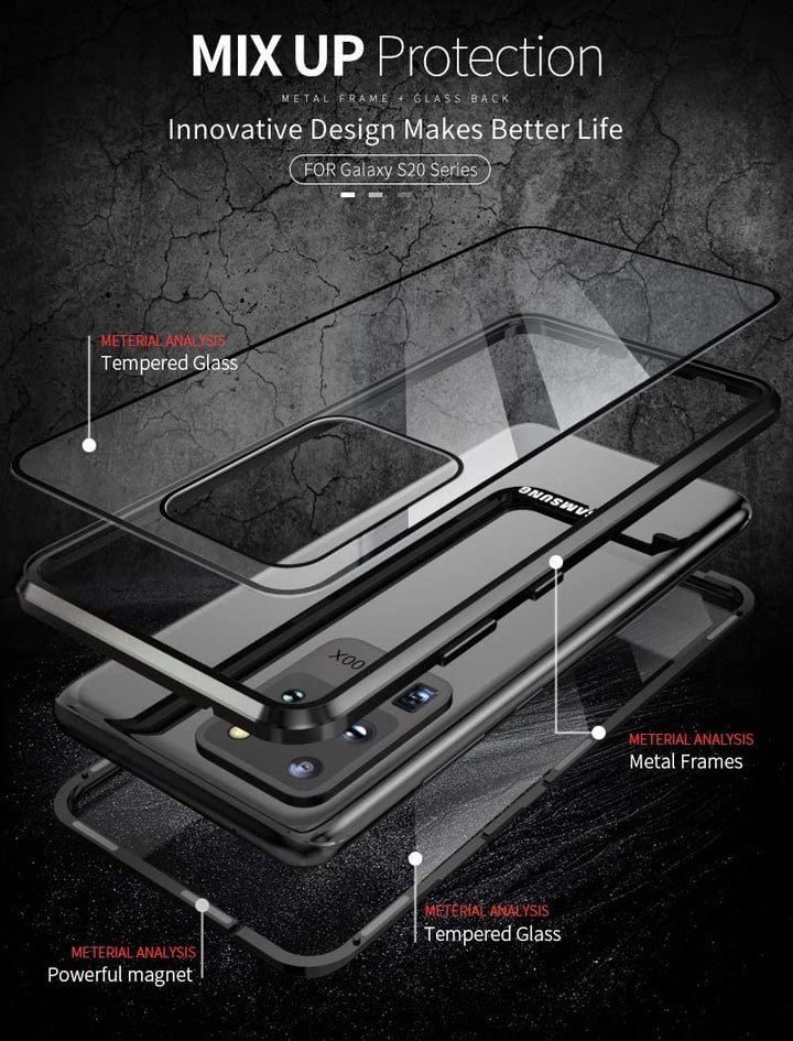 Μαγνητική θήκη τηλεφώνου Samsung διπλής όψης από σκληρυμένο γυαλί