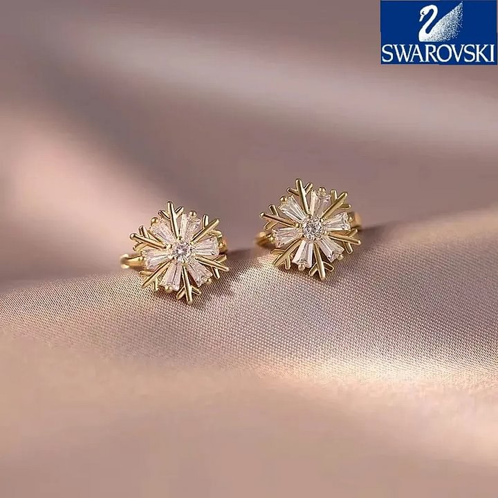 【Αγοράστε ένα, λάβετε ένα δωρεάν】 Swarovski -❄ Πολυτελή γυναικεία σκουλαρίκια νιφάδα χιονιού Zirconia