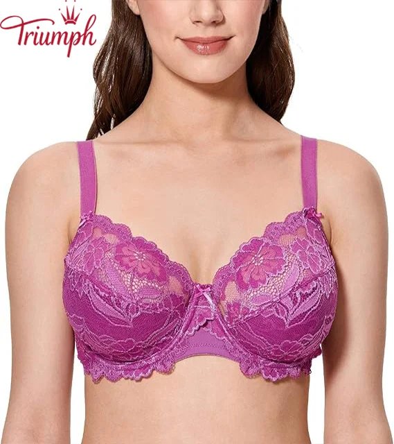 Triumph -Σετ των 3🔥Γυναικείο Δαντελένιο Ασύρματο Σουτιέν Πλήρους Κάλυψης
