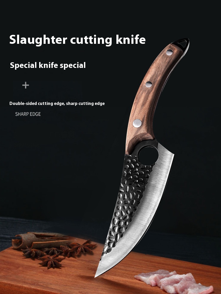 Dropshipping Professional Forged Boning Knife Wood Small Curved Kitchenware Meat Slicing Butcher Paring Hammered for Outdoor