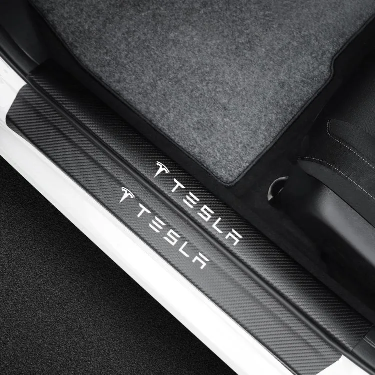 ( 4 τεμ ) Αυτοκόλλητα μαρσπιέ πόρτας από άνθρακα