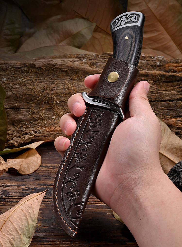 Υψηλής σκληρότητας ανάγλυφο μαχαίρι + όμορφη δερμάτινη θήκη