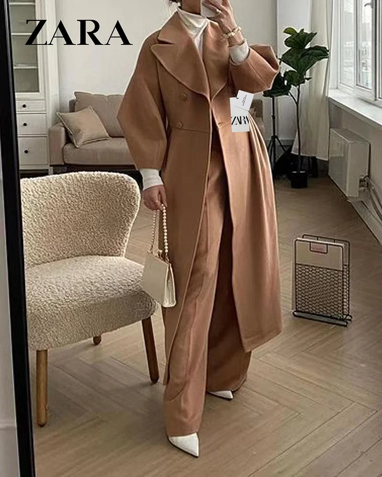 Νέο κομψό μακρύ μάλλινο παλτό ZARA® για το φθινόπωρο και το χειμώνα