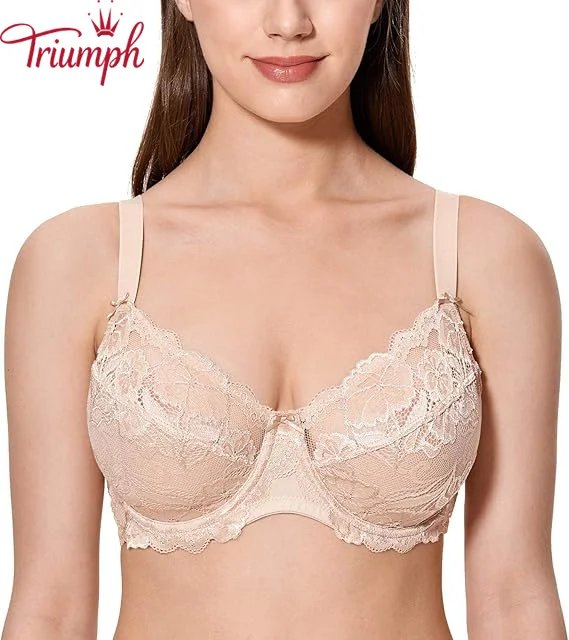 Triumph -Σετ των 3🔥Γυναικείο Δαντελένιο Ασύρματο Σουτιέν Πλήρους Κάλυψης
