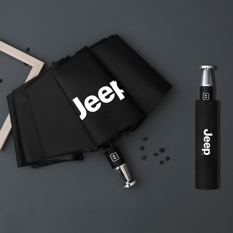 VIP Business αναδιπλούμενη λαστιχένια ομπρέλα με δέκα κόκκαλα, μαύρη