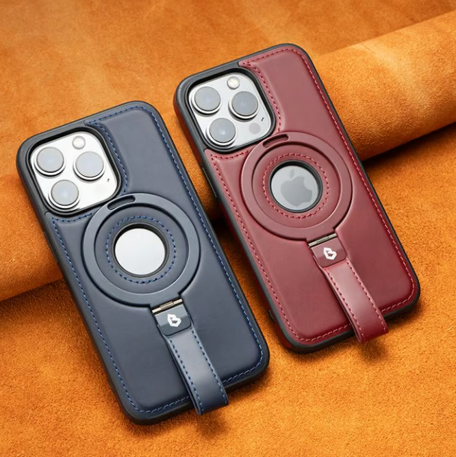 Αναβαθμισμένη έκδοση με κορδόνι - Δερμάτινη μαγνητική βάση στήριξης πλήρους κάλυψης θήκη iPhone