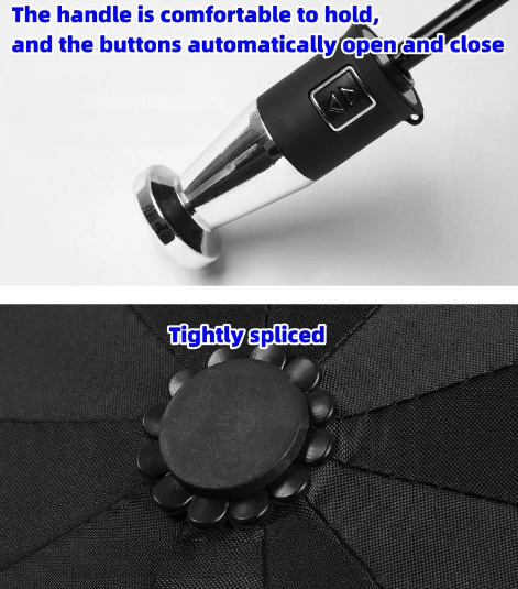 VIP Business αναδιπλούμενη λαστιχένια ομπρέλα με δέκα κόκκαλα, μαύρη