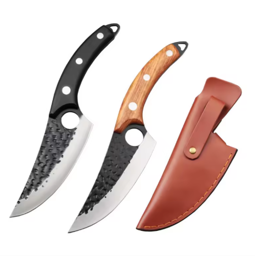 Επαγγελματικό σφυρήλατο μαχαίρι αποστεώσεως, κατασκευασμένο από ξύλο, μικρό, κυρτό