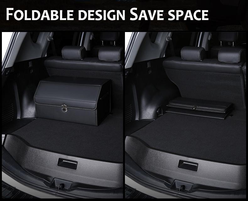 Caixa de armazenamento de couro para porta-malas de carro