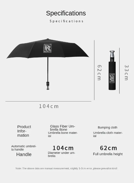 VIP Business αναδιπλούμενη λαστιχένια ομπρέλα με δέκα κόκκαλα, μαύρη