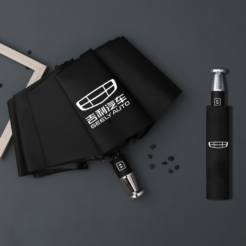 VIP Business αναδιπλούμενη λαστιχένια ομπρέλα με δέκα κόκκαλα, μαύρη