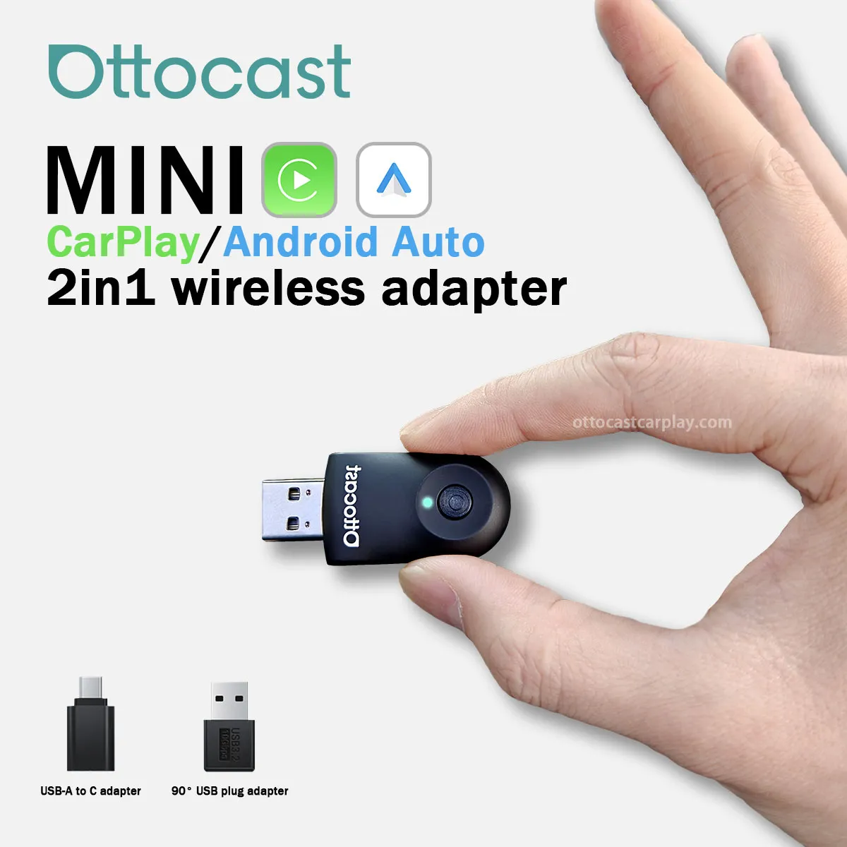 Ασύρματος προσαρμογέας Ottocast Mini 3.0 Ultra Cube για Android Auto CarPlay