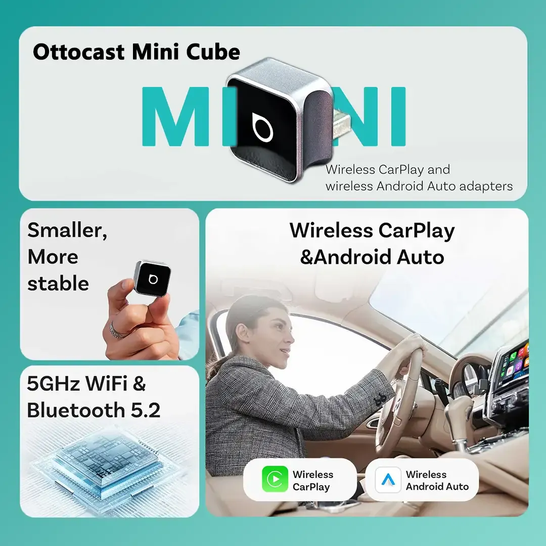 Ασύρματος προσαρμογέας Ottocast Mini 3.0 Ultra Cube για Android Auto CarPlay