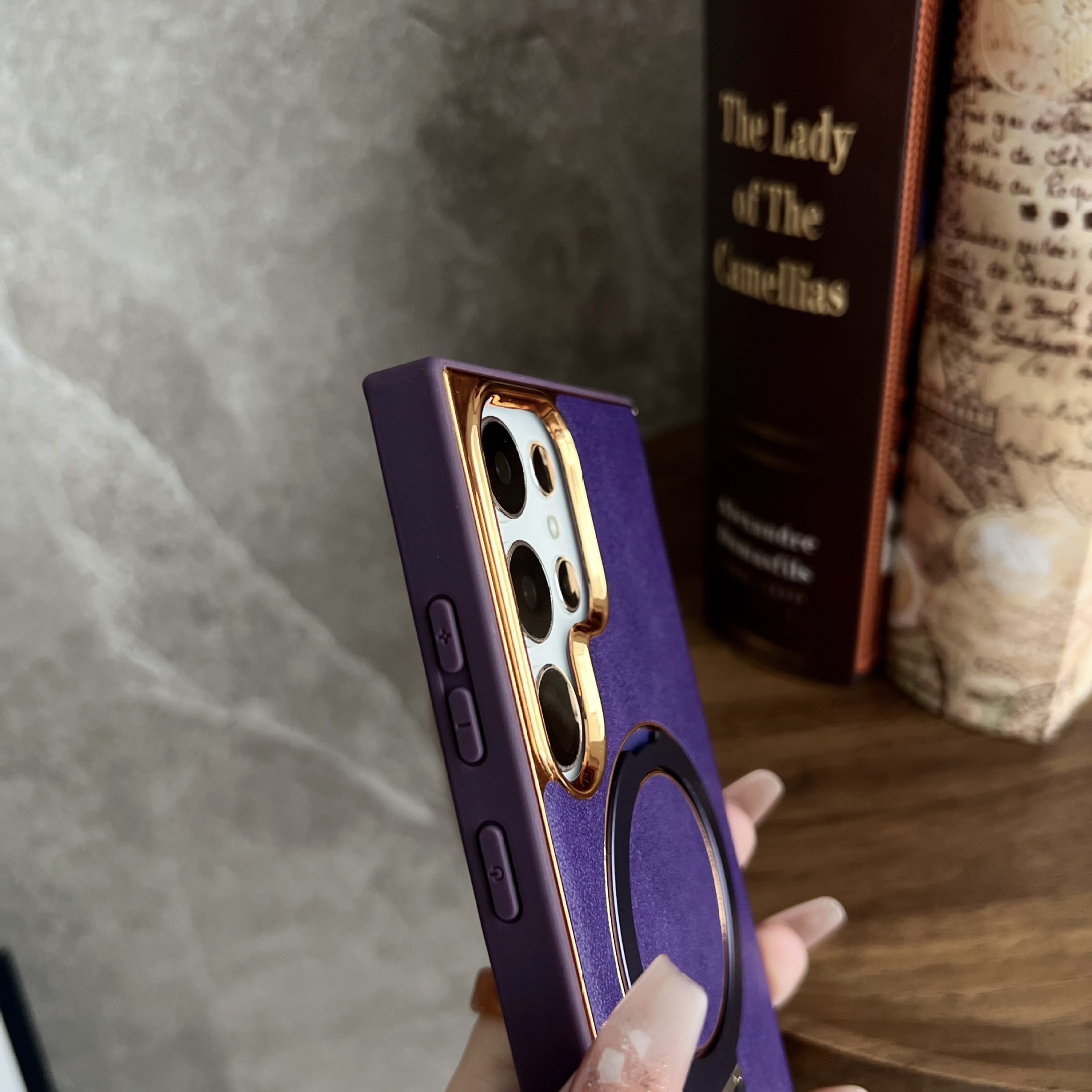 Αόρατη μαγνητική θήκη Επικαλυμμένη δερμάτινη θήκη τηλεφώνου για Samsung Galaxy