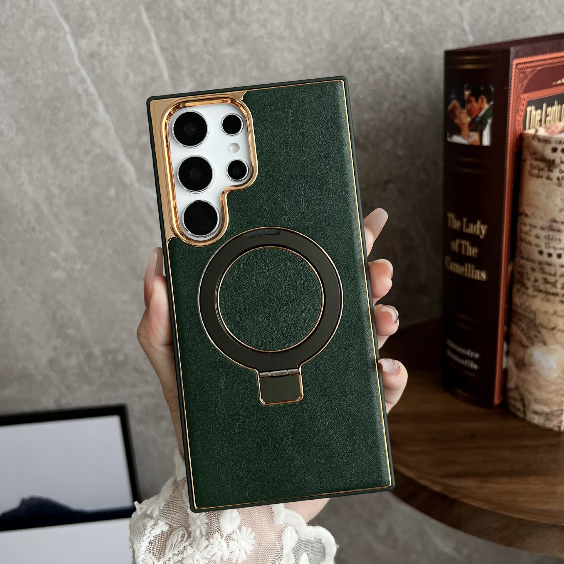 Αόρατη μαγνητική θήκη Επικαλυμμένη δερμάτινη θήκη τηλεφώνου για Samsung Galaxy