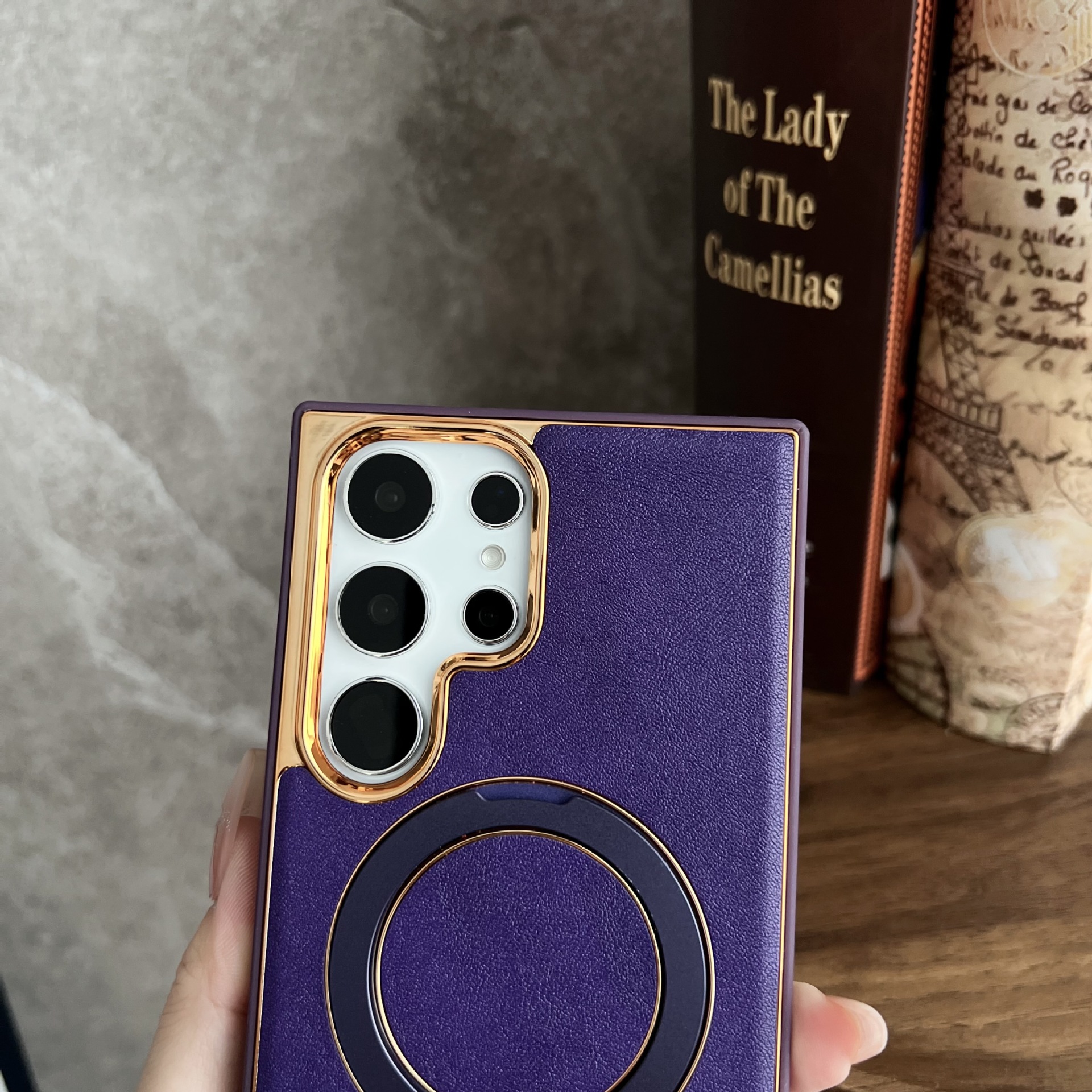 Αόρατη μαγνητική θήκη Επικαλυμμένη δερμάτινη θήκη τηλεφώνου για Samsung Galaxy