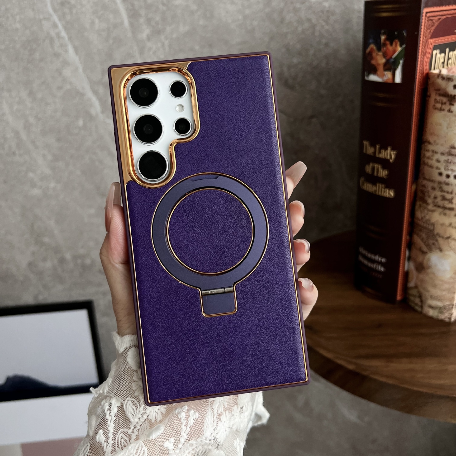 Αόρατη μαγνητική θήκη Επικαλυμμένη δερμάτινη θήκη τηλεφώνου για Samsung Galaxy