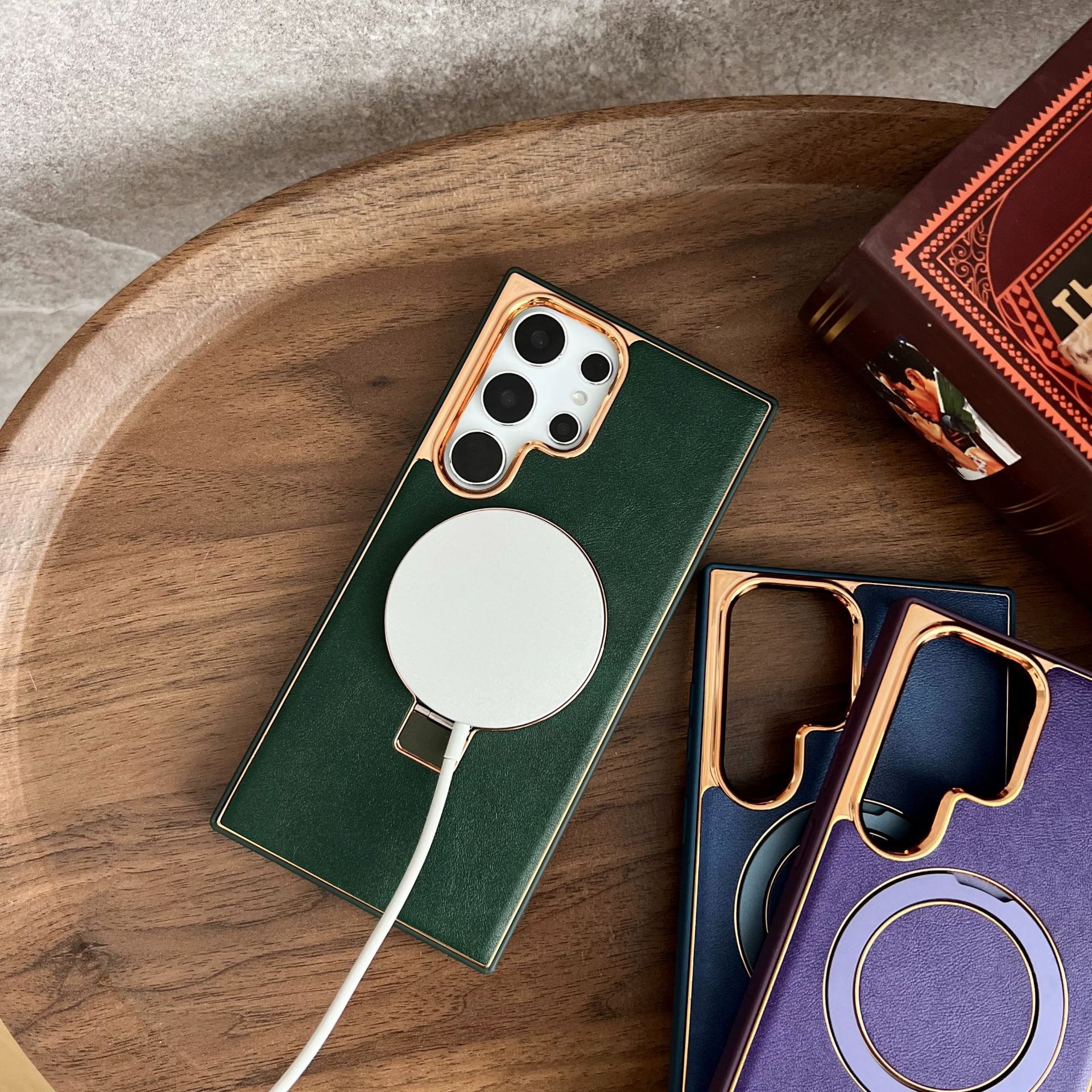 Αόρατη μαγνητική θήκη Επικαλυμμένη δερμάτινη θήκη τηλεφώνου για Samsung Galaxy