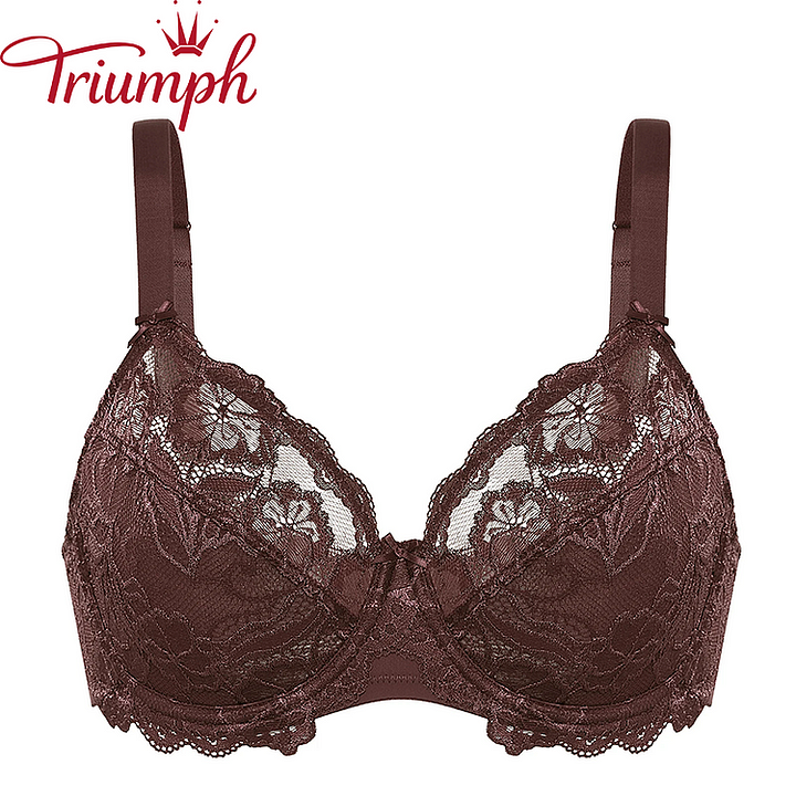 Triumph –(3 τεμ.) Δαντελένιο σουτιέν με βαθύ λαιμόκοψη V, όμορφη πλάτη και μεγάλο κύπελλο[75A-110E]