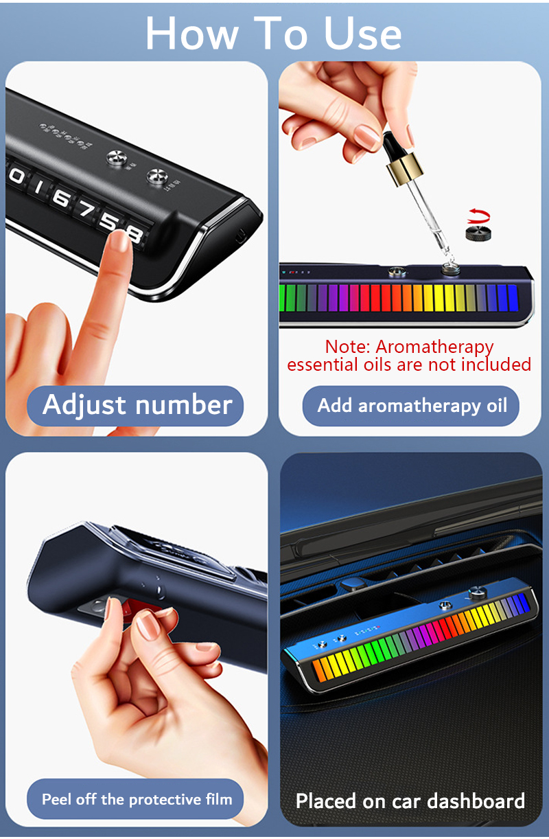 Έξυπνο άρωμα αυτοκινήτου με φωτισμό περιβάλλοντος, έξυπνες λωρίδες φωτός, κλιπ εξαερισμού αποσμητικού χώρου, αξεσουάρ αυτοκινήτου.