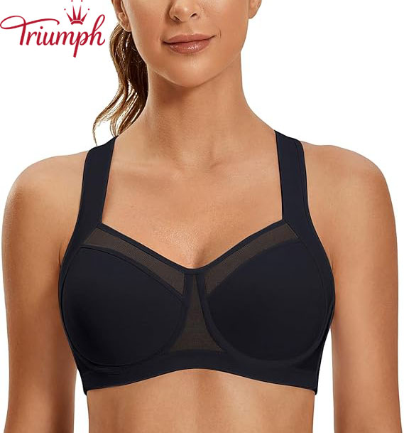 Triumph -3 τεμάχια 🔥Γυναικείο αθλητικό σουτιέν υψηλής αντοχής, υψηλής στήριξης, ρυθμιζόμενο σουτιέν με αγωνιστική πλάτη