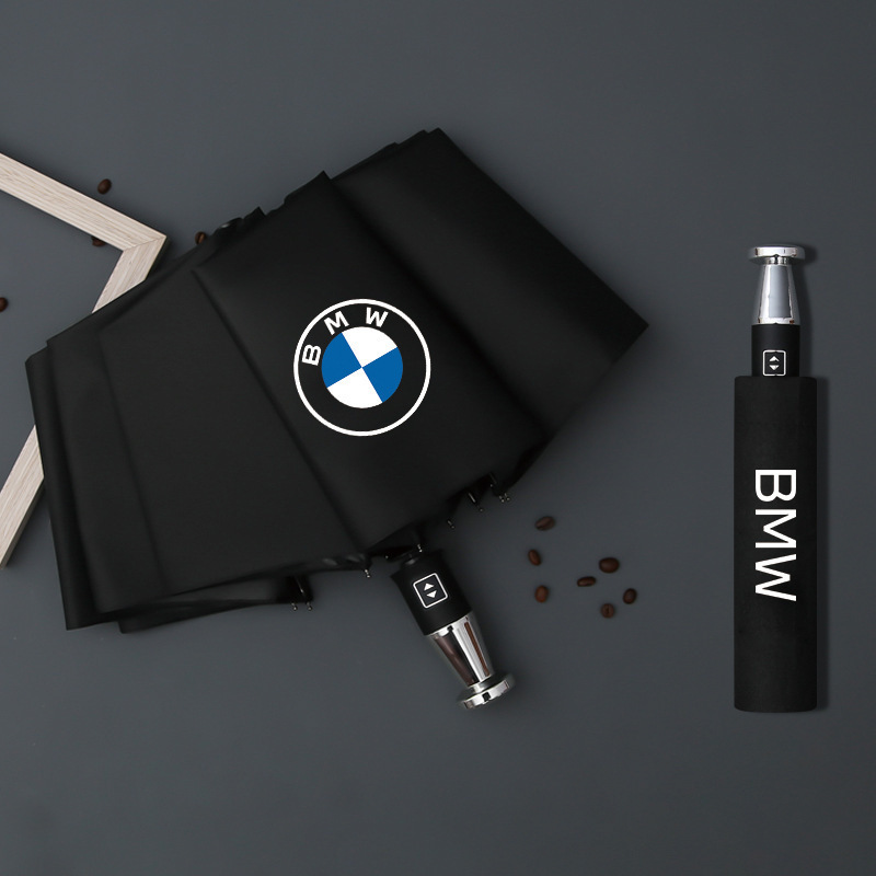 VIP Business αναδιπλούμενη λαστιχένια ομπρέλα με δέκα κόκκαλα, μαύρη