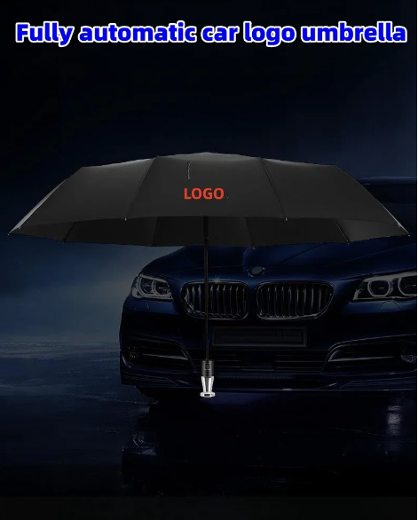 VIP Business αναδιπλούμενη λαστιχένια ομπρέλα με δέκα κόκκαλα, μαύρη