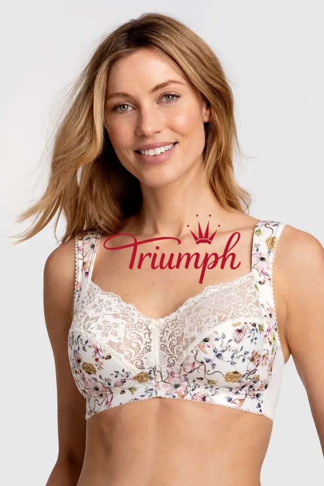 Triumph - (3 szt.) Letni damski biustonosz w kwiatowe wzory zapobiegający zwiotczeniu