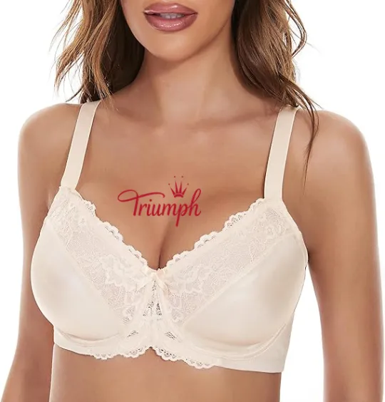 Triumph - Σετ 3 🔥 Δαντελένιο φλοράλ γυναικείο σουτιέν, πλήρες σουτιέν για κάθε μέρα