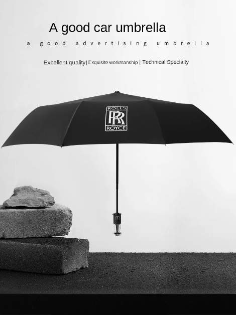 VIP Business αναδιπλούμενη λαστιχένια ομπρέλα με δέκα κόκκαλα, μαύρη