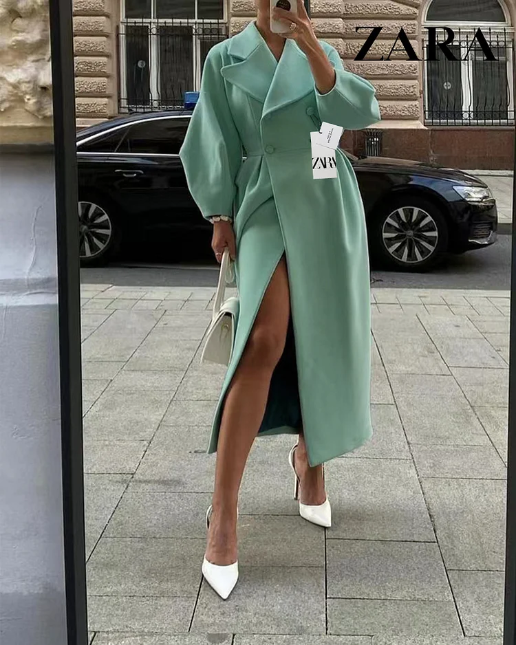 Νέο κομψό μακρύ μάλλινο παλτό ZARA® για το φθινόπωρο και το χειμώνα