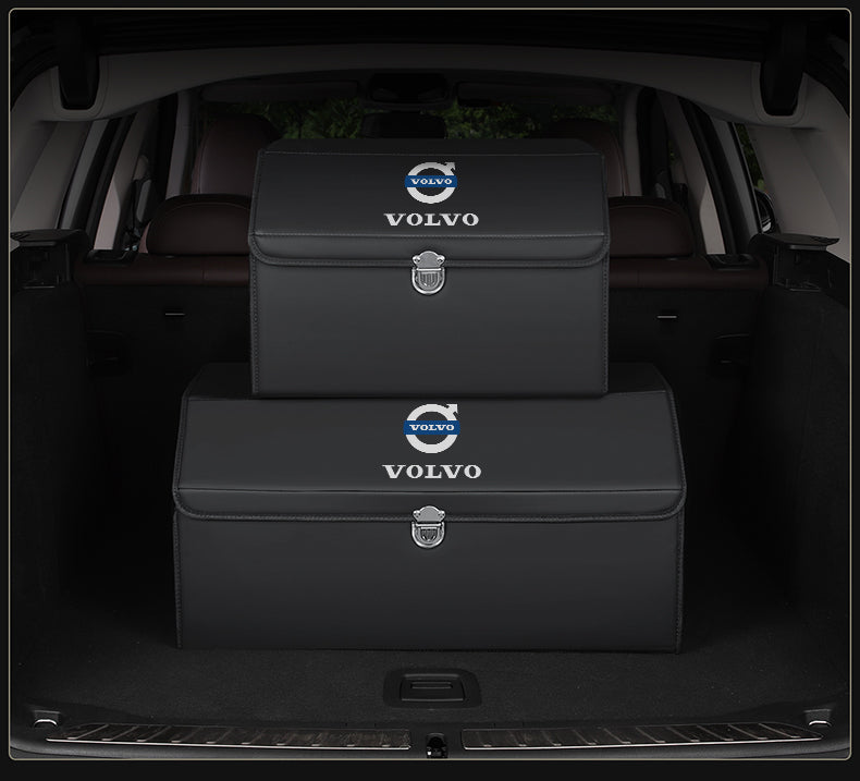 Caixa de armazenamento de couro para porta-malas de carro